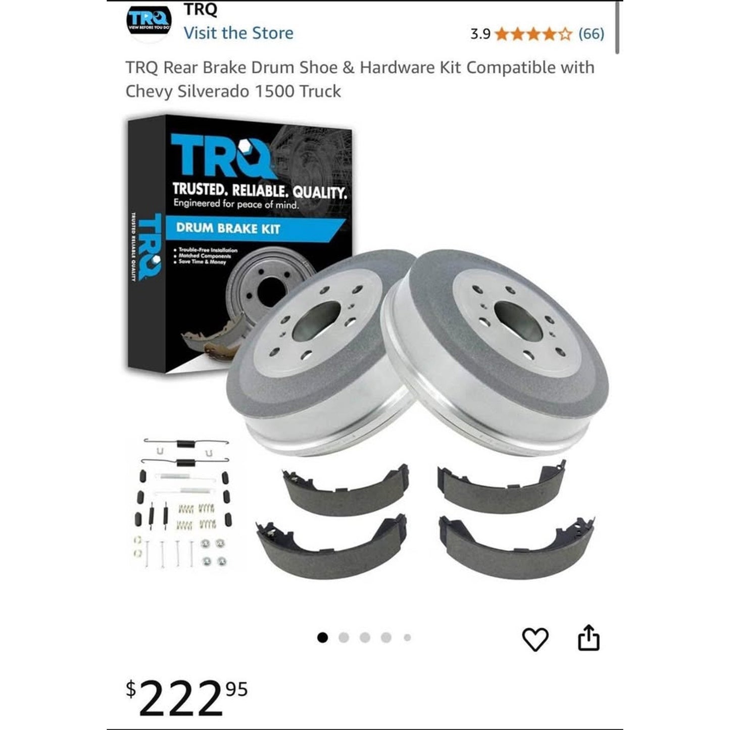TRQ Rear Brake Drum Shoe & Hardware Kit Compatible with Chevy Silverado 1500 Truck

Retails