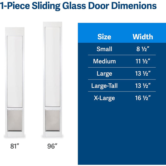 PetSafe Sliding Glass,PetDoor-Aluminum Frame-Adjustable Height 75 7/8" to 80 11/16"-Up to40lb-White