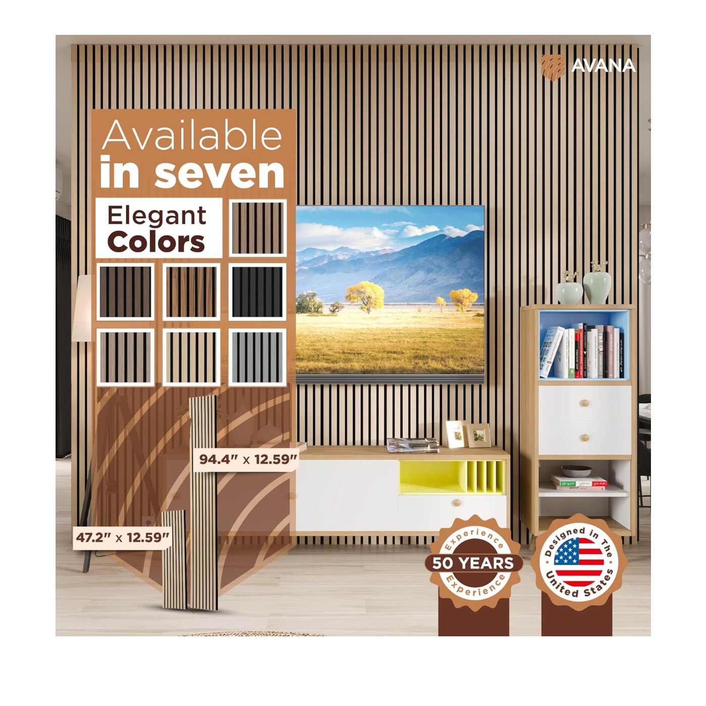 Avana Acoustic Wood Wall Panels – 94.4 x 12.6 Inch White Oak Acoustic Panels 2 PCs