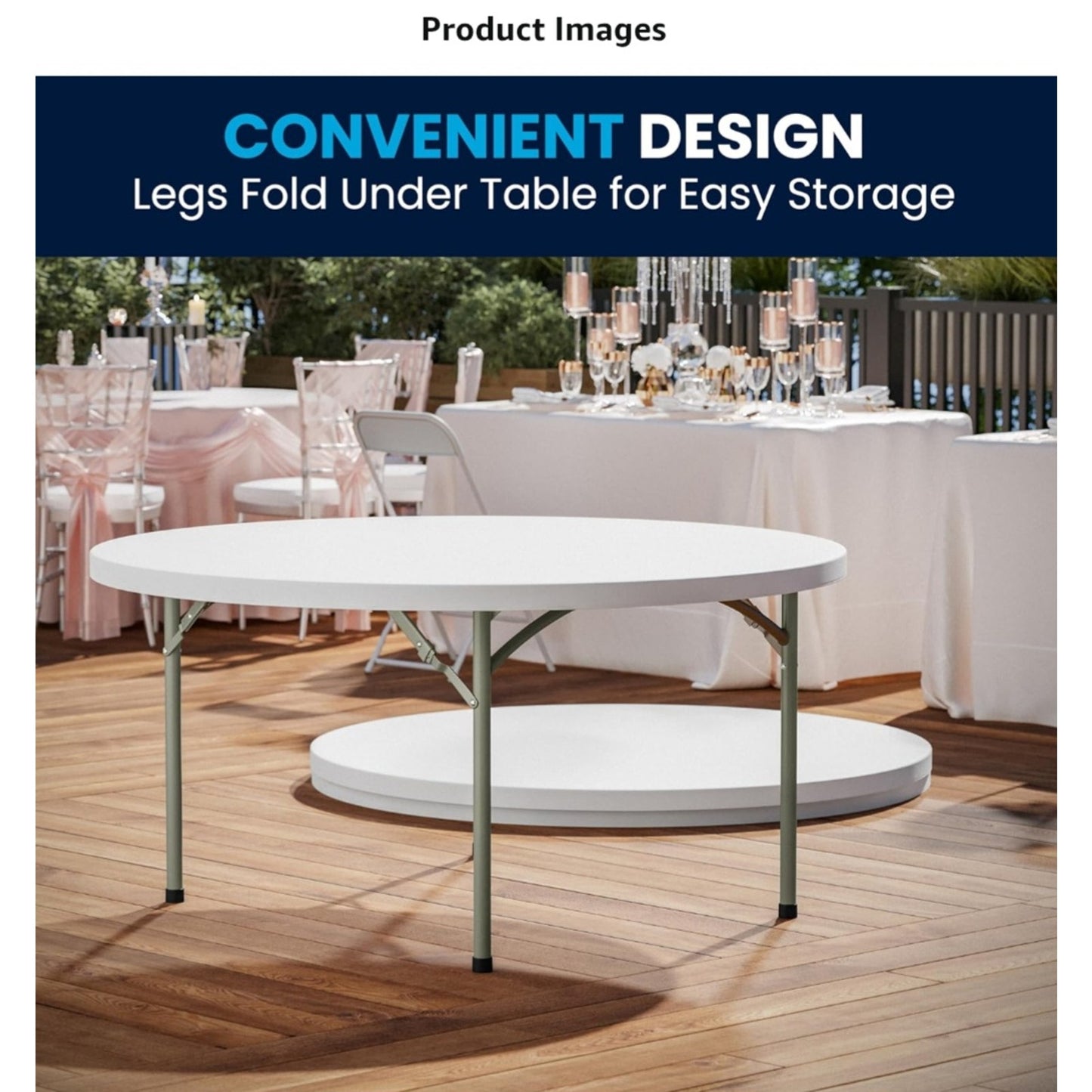 Flash Furniture 5' Round All-Occasion Plastic Folding Event Table