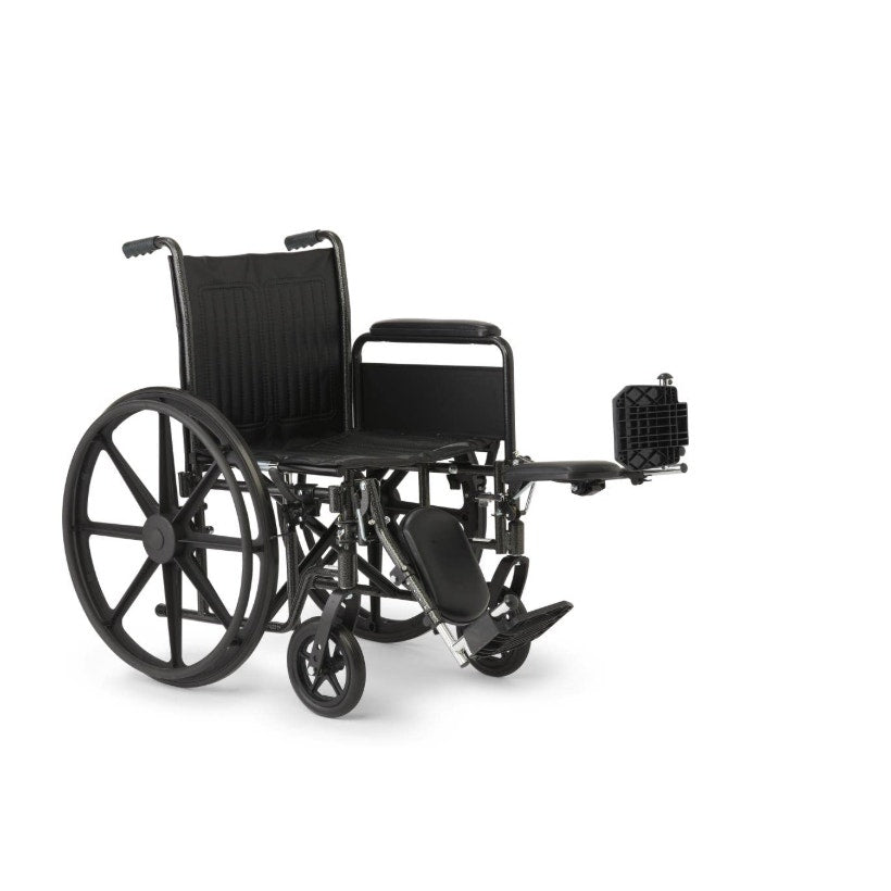 Medline K1 Basic Vinyl Wheelchair with Full-Length Arms and Elevating Leg Rests