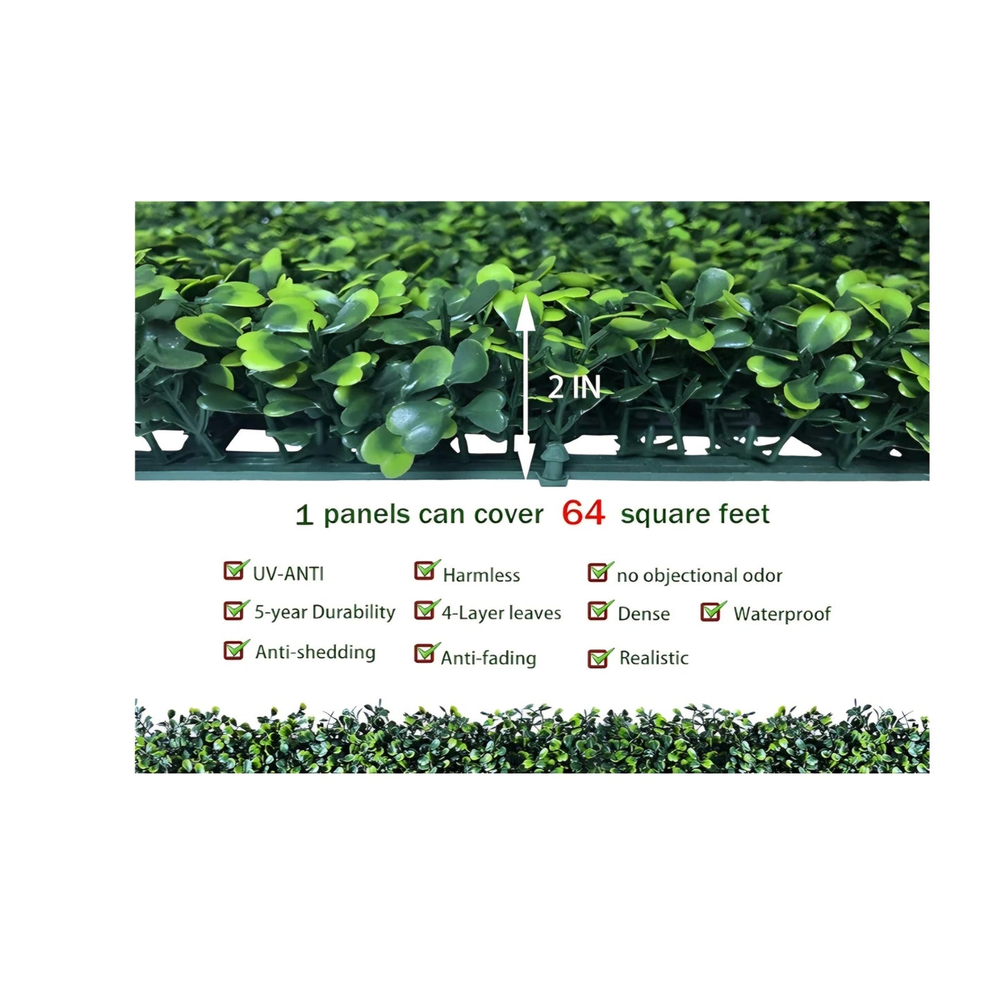 Artificial Ivy Privacy Fence Wall Screen: 6FT X10.67FT (64 sqft) UV-Anti Faux Boxwood Roll Panels