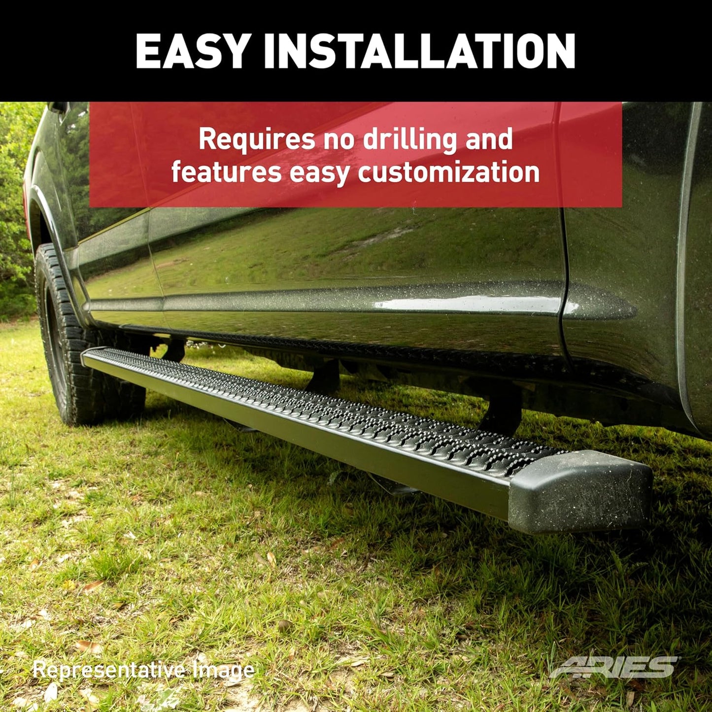 ARIES SlimGrip 5"x88" Black Al Running Boards, F-250 Super Duty, F-350 Super Duty, F-450 Super Duty
