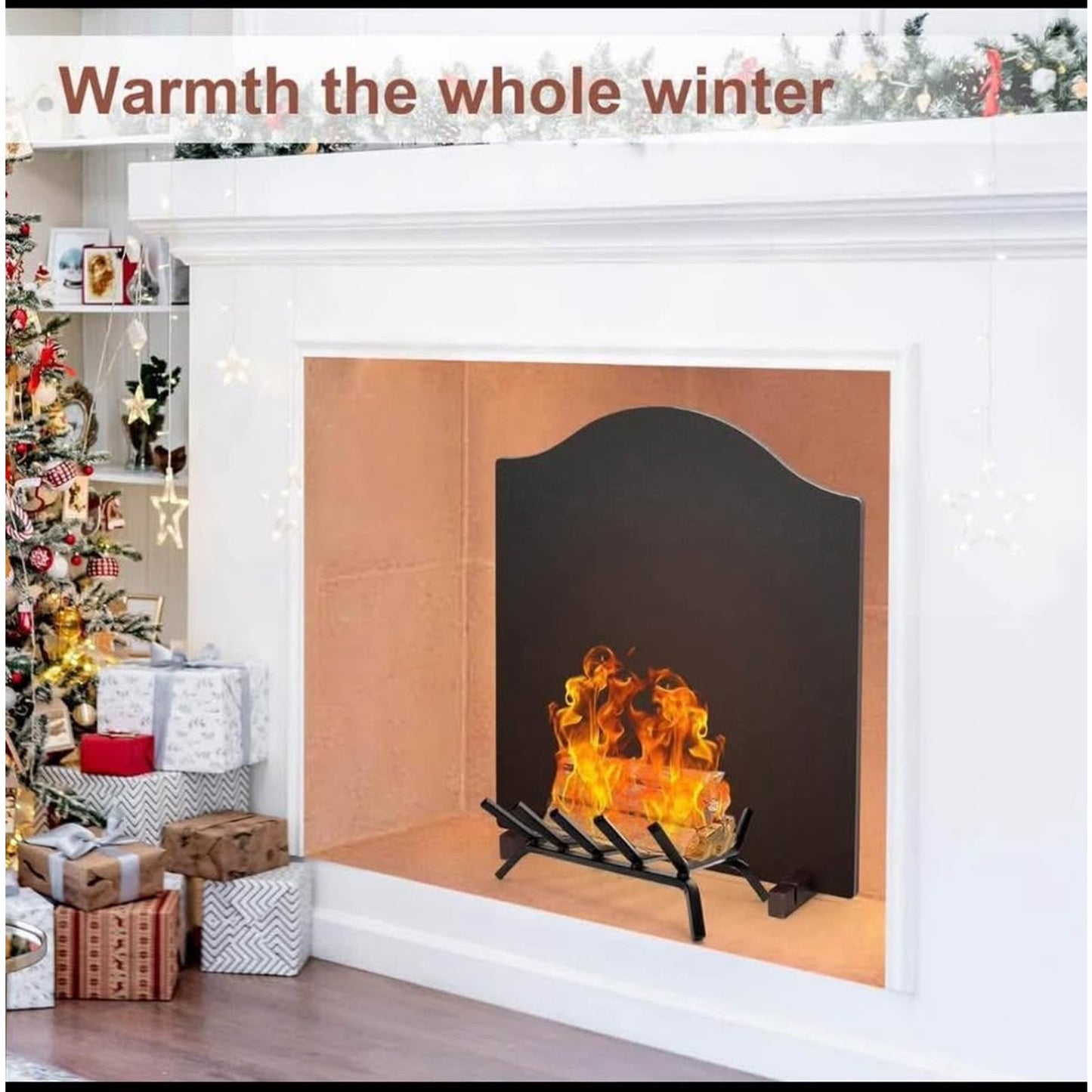 22" Fireback for Fireplace - Iron Fireplace Back Plates with Feet | Fireplace Wall Protection, Black