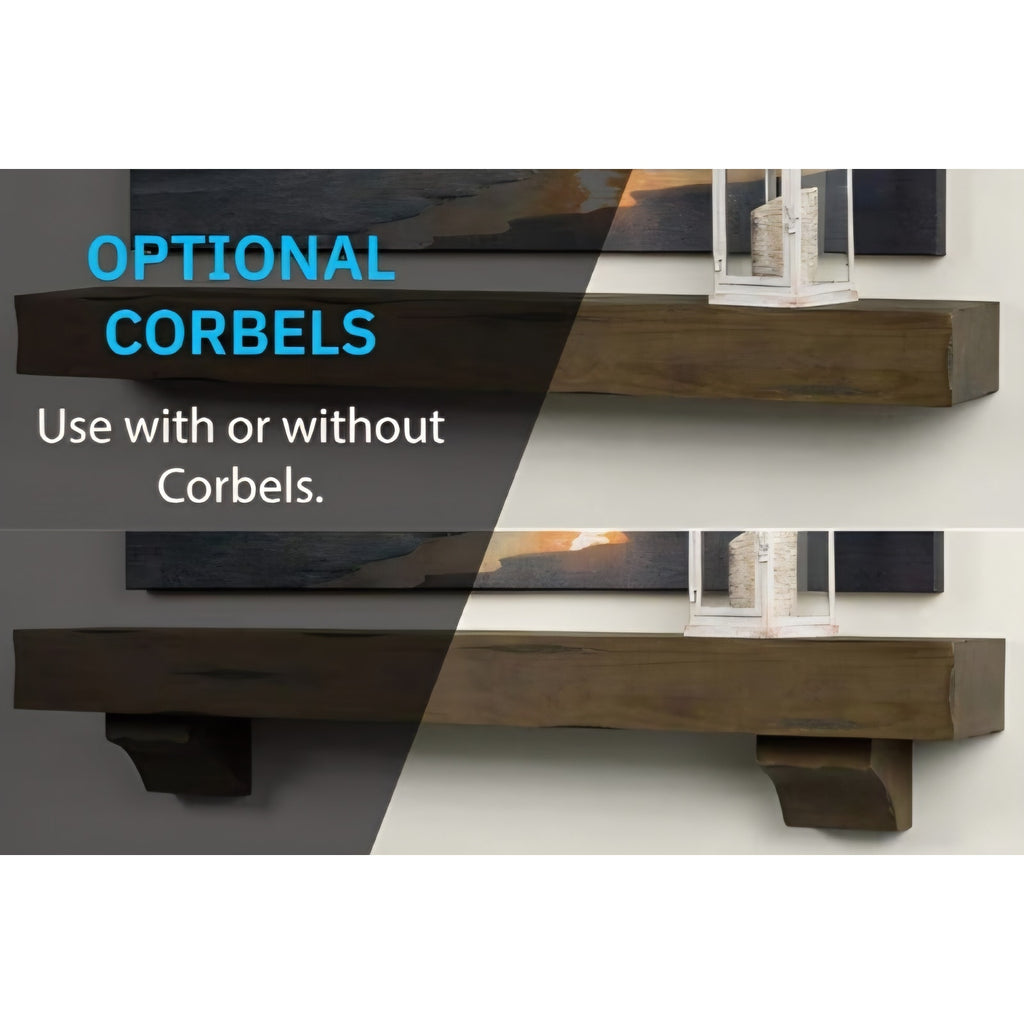 Breckenridge 60” Fireplace Mantel Shelf with Corbels – Rustic Floating Mantel Shelf for Over Firepl