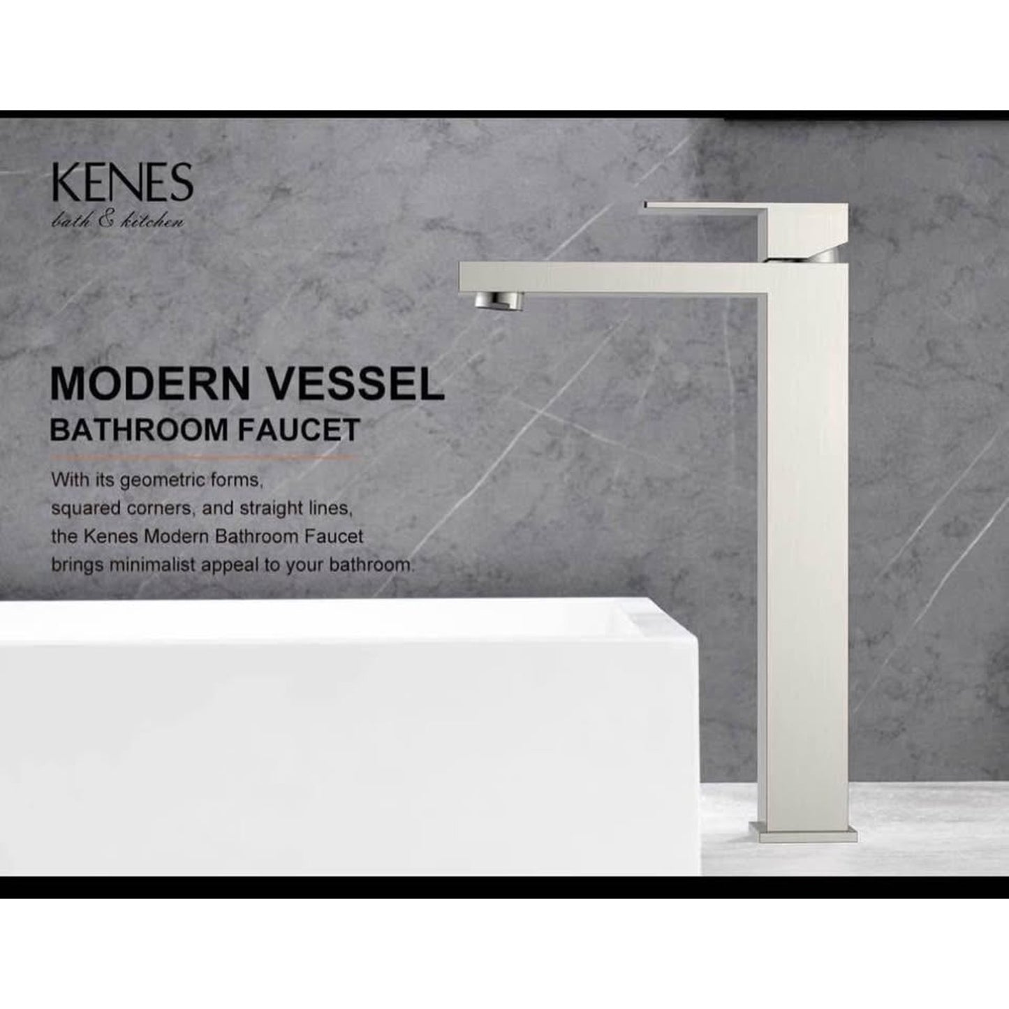 KENES Brushed Nickel Vessel Sink Facuet Single Handle Tall Bathroom Sink Faucet Vanity Bathroom Fauc