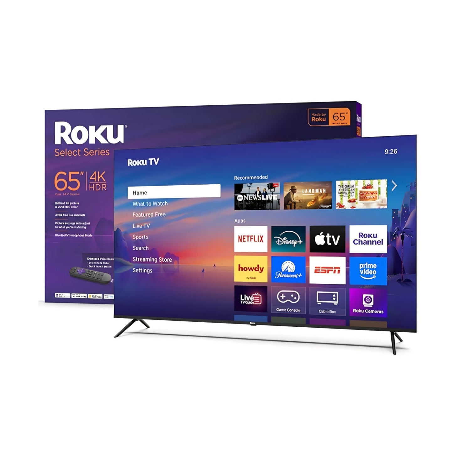 Roku Smart TV 2025 – 65-Inch Select Series, 4K HDR TV – RokuTV with Enhanced Voice Remote
