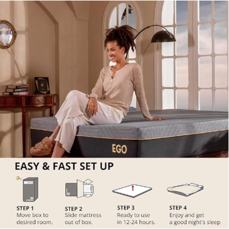 EGOHOME King 12 inch Memory Foam Mattress Medium Firm