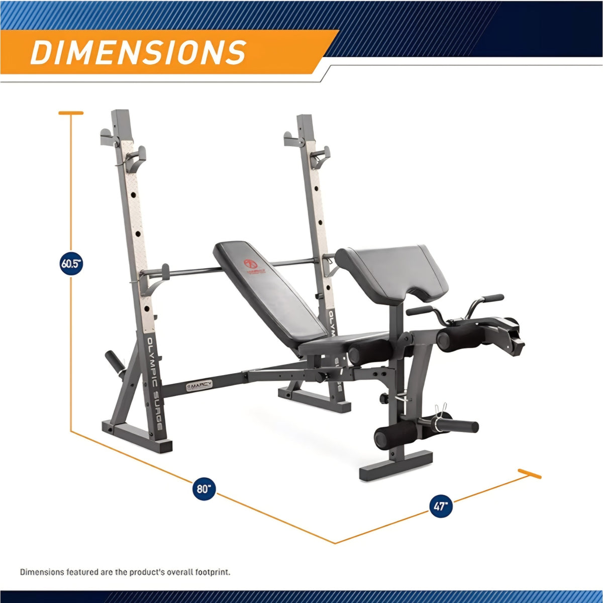 Marcy Olympic Workout Bench for Home Gym Strength Training Equipment with Preacher Curl