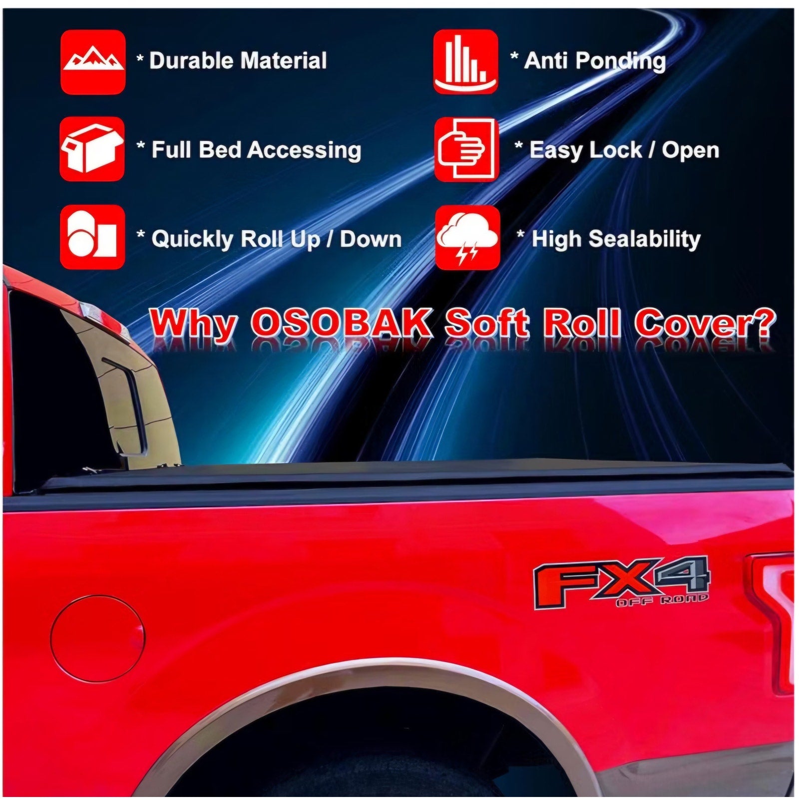 Soft Quad FOLDTruck Bed Tonneau Cover Compatible 2002-2026 Dodge Ram 1500 2003-2026 Ram 2500 3500