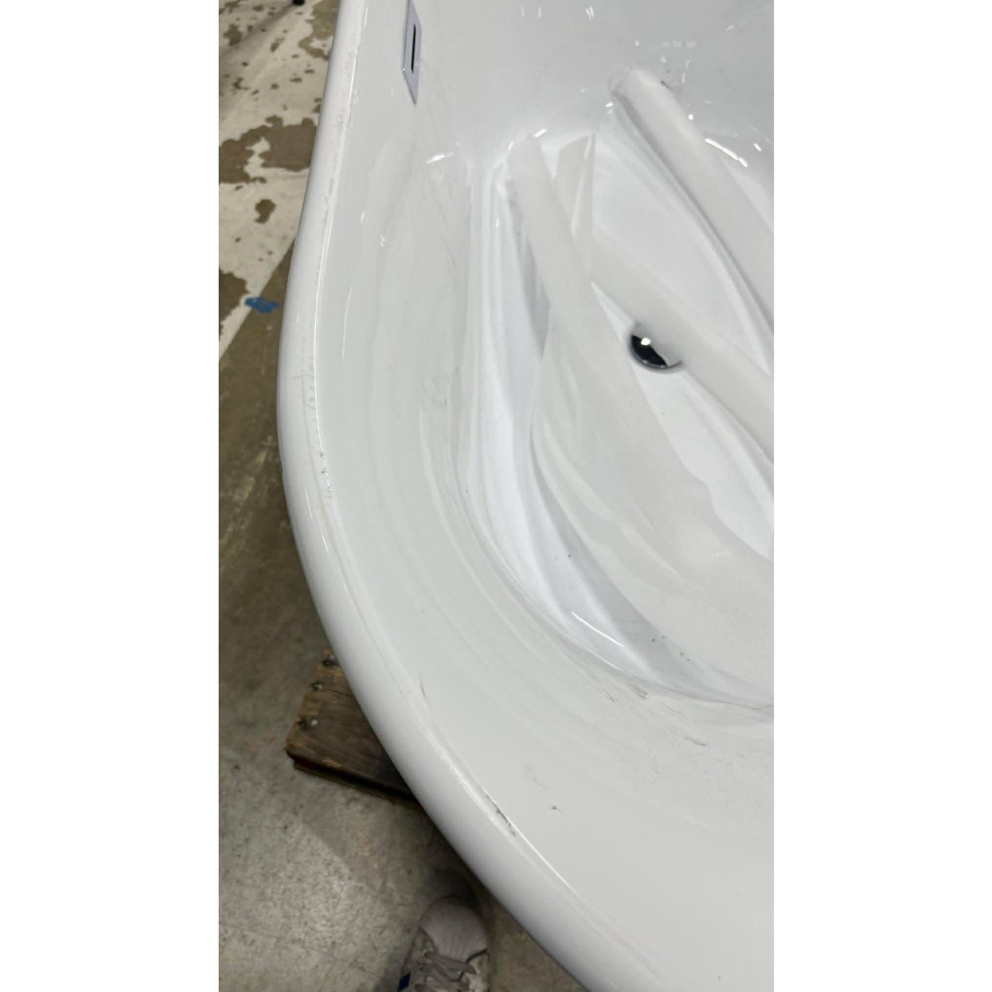 59 Inch Freestanding Bathtub, Luxury Oval-Shaped Acrylic Soaking Tub, Modern Stand