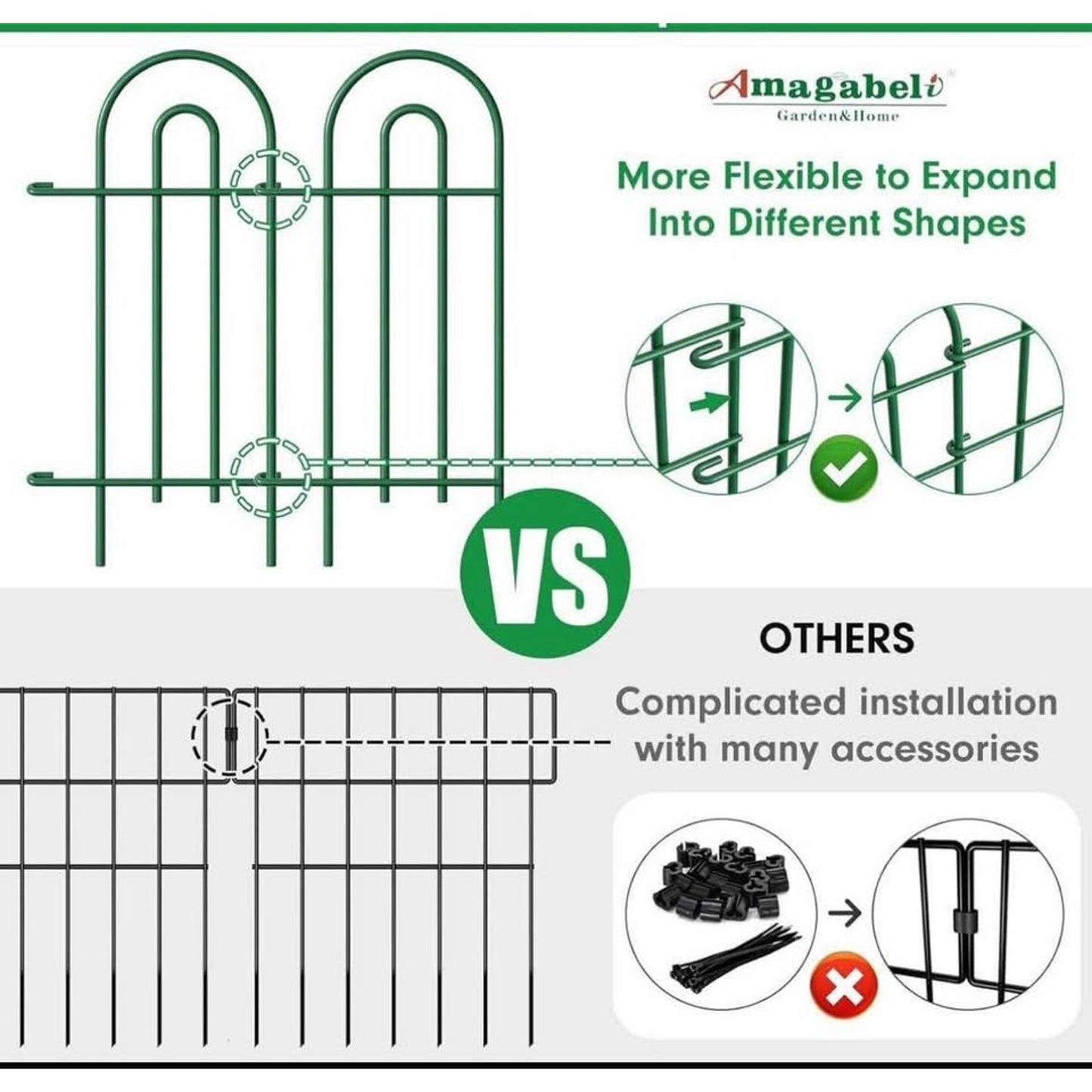 Amagabeli garden & home 32in(H)×20ft(L) Decorative Garden Fences and Borders for Dogs 14panels No Di