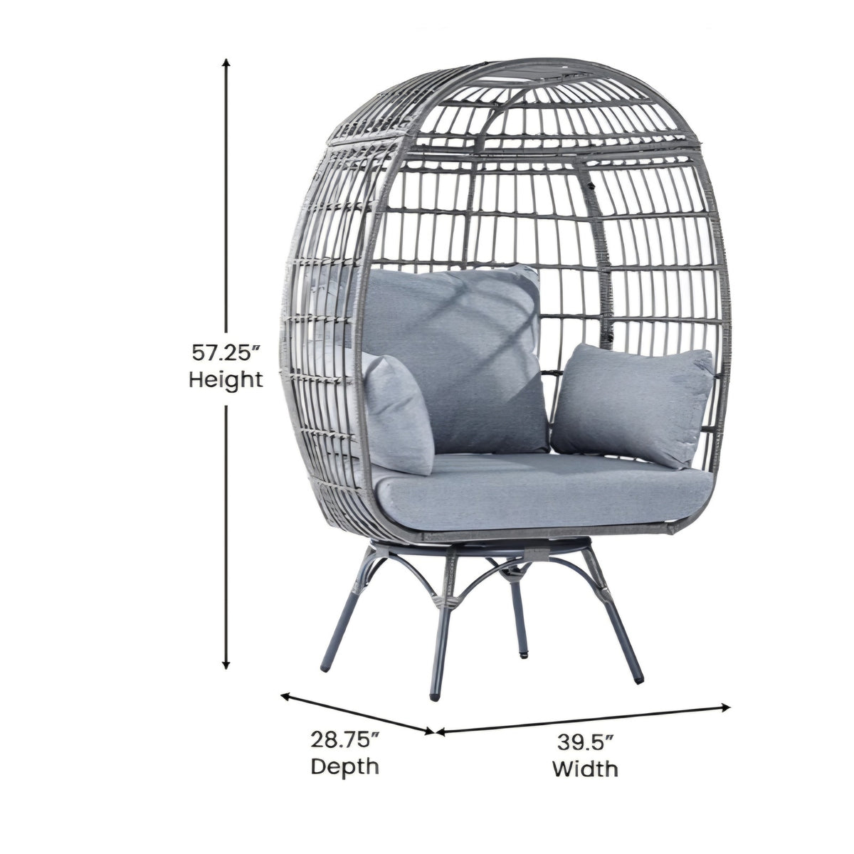 Flash Furniture Zola Commercial Indoor/Outdoor Swivel Lounge Chair, Oversized Wicker Egg Chair,