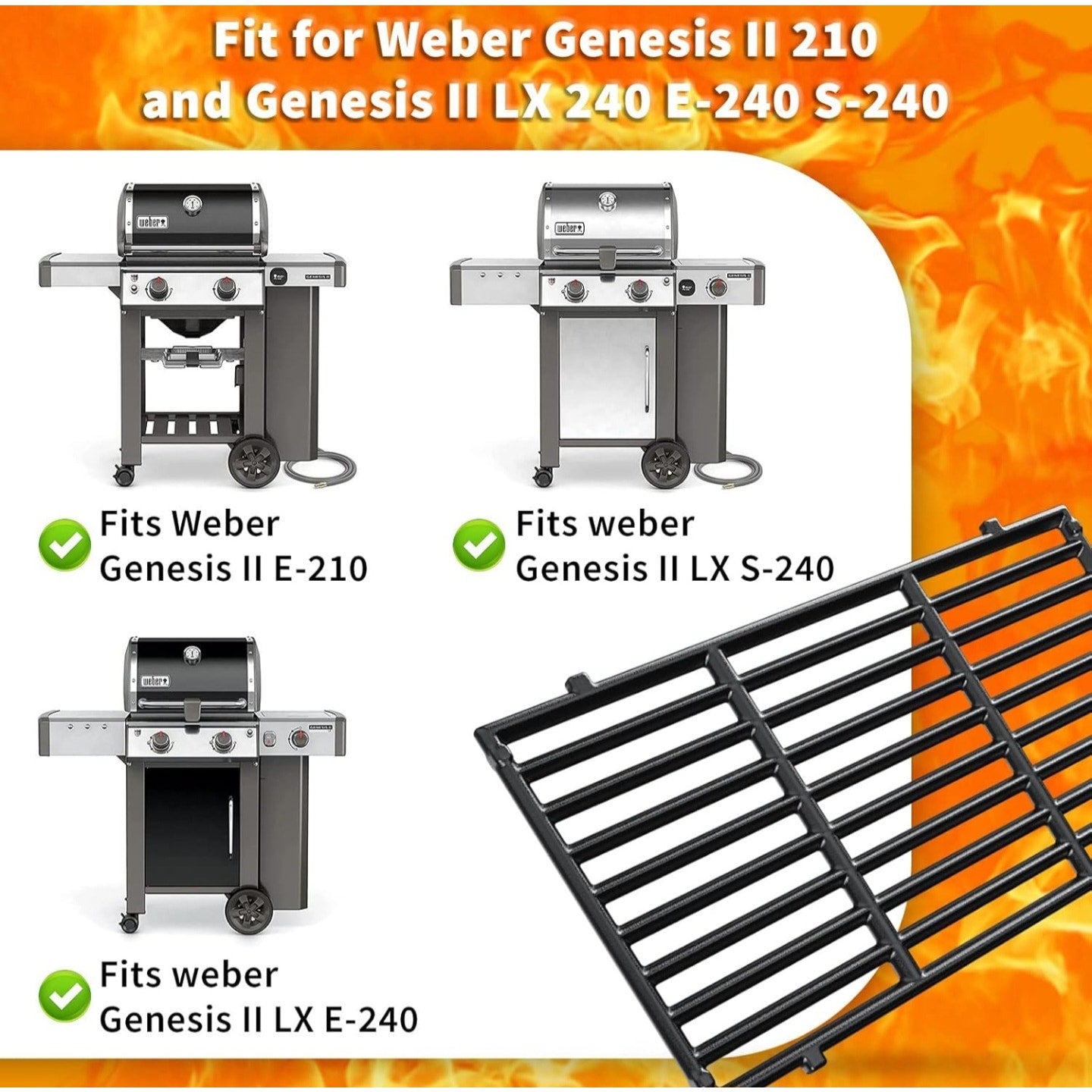 Hisencn 18 7/8'' Cooking Grates for Weber Genesis II 210 and Genesis II LX S-240/E-240 Gas