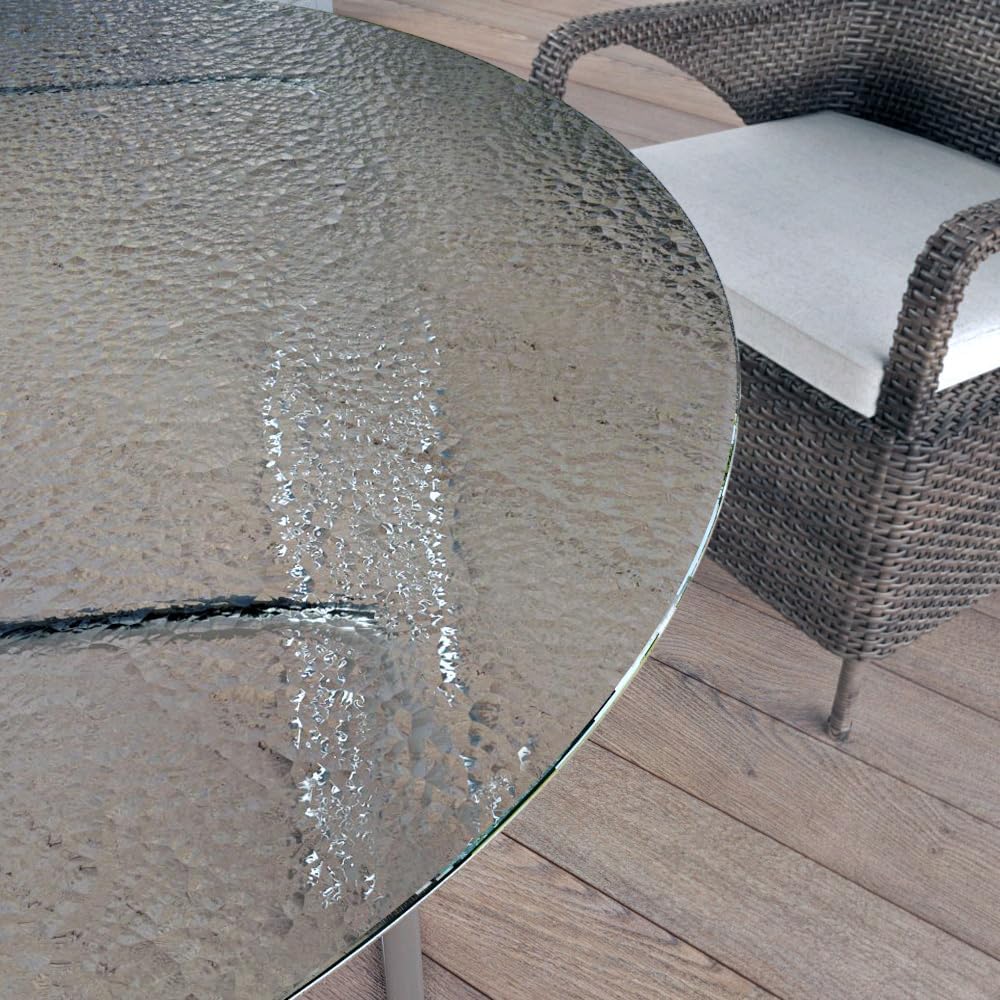 Royalty 60" In Round Tempered Glass Table Top – Clear Table Top, Desks -1/4" Aqualite Polished Edge