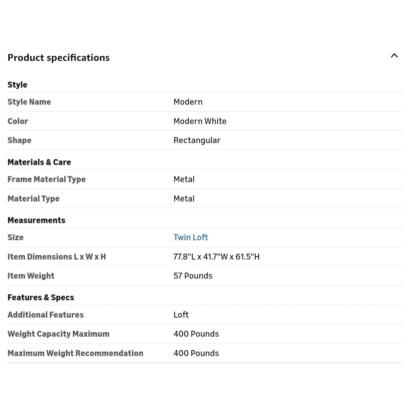 Loft Bed Twin Size, Heavy Duty Metal Loft Bed Frame with Arched Guardrail and Safety Ladder