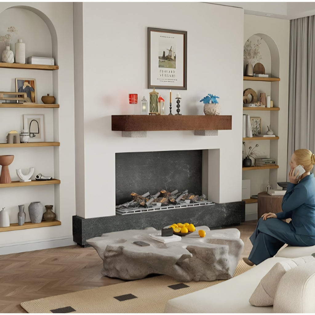 Fireplace Mantel Shelf 60 Inch,Handmade Rustic Solid Wood Mantles for Over Fireplace
