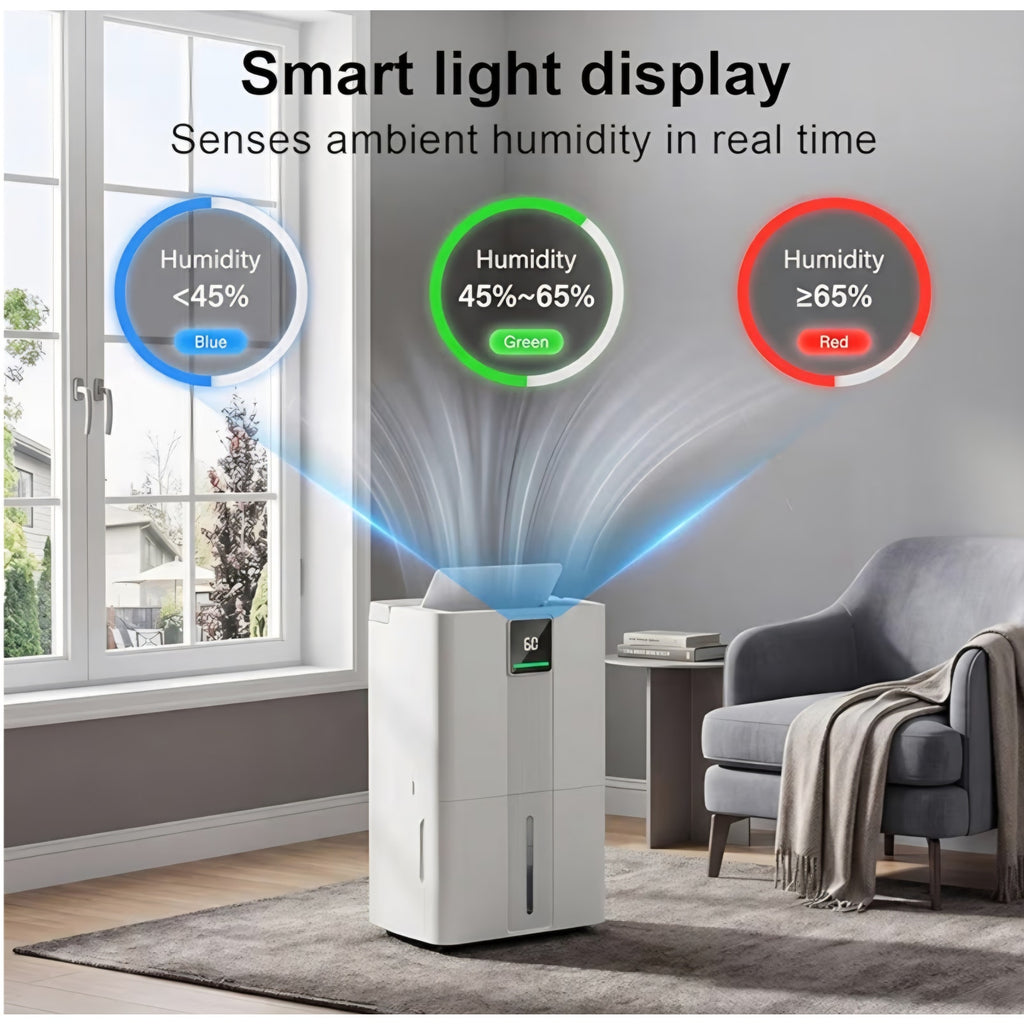 MEPTY Dehumidifier for Basement &amp; Home with Drain Hose,Smart Humidity Control,24H Timer &amp; Child Lock,3-Color Humidity Display Ideal for Bedroom,Bathroom