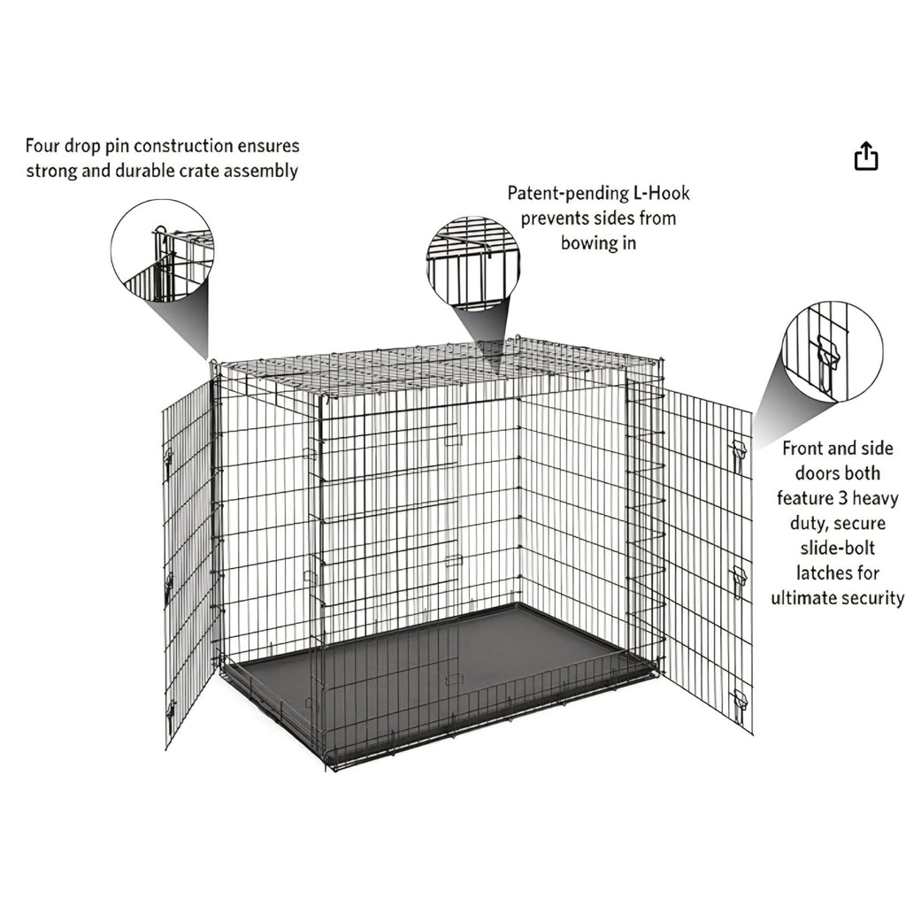 MidWest Homes for Pets Solutions Series XXL Double Door 54-Inch Dog Crate for the Largest Breeds,