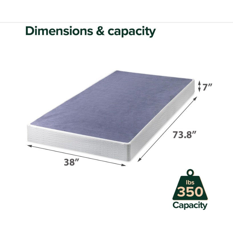 Zinus 7 Inch Twin Metal Smart Box Spring with Quick Assembly, Mattress FoundationStrong Metal Frame