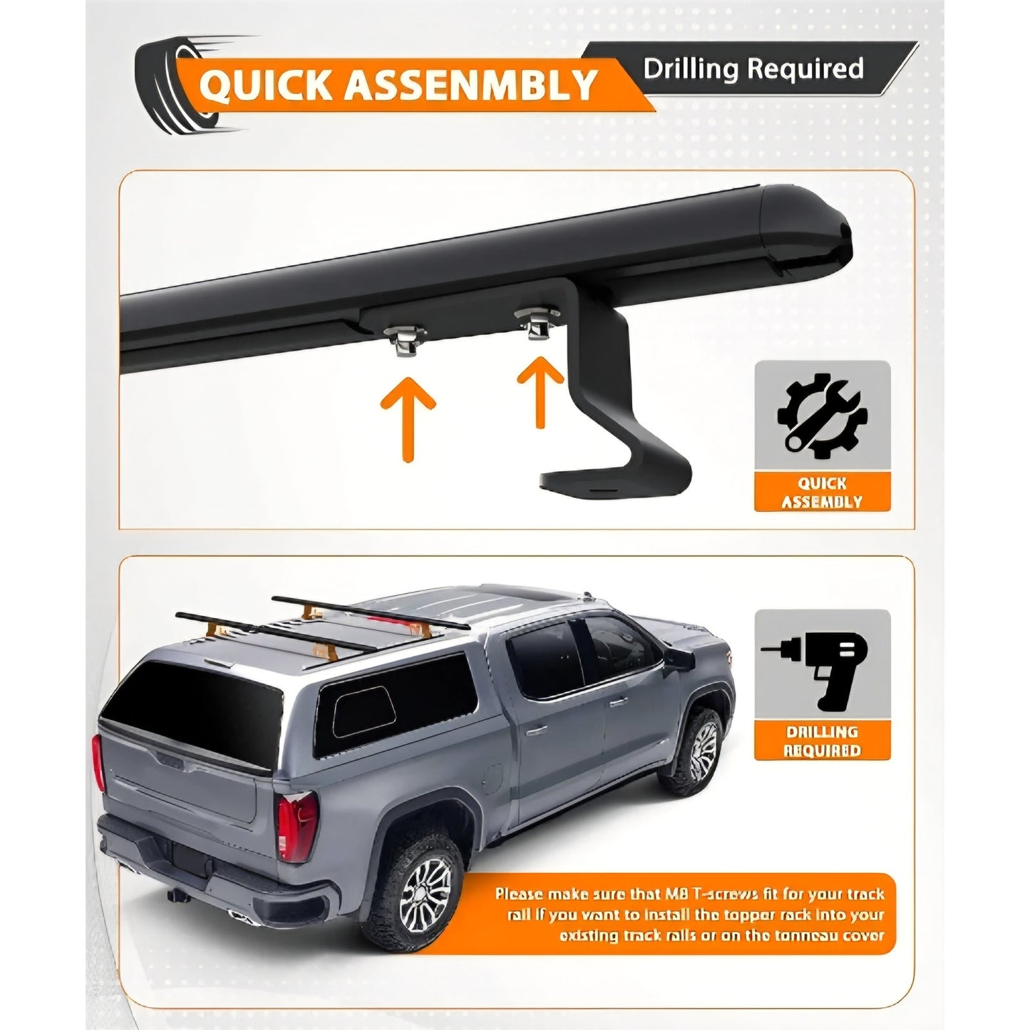 MELIPRON 60" Truck Cap Topper Rack Adjustable Aluminum Ladder Roof Rack for Kayak Canoe Lumber Pipe