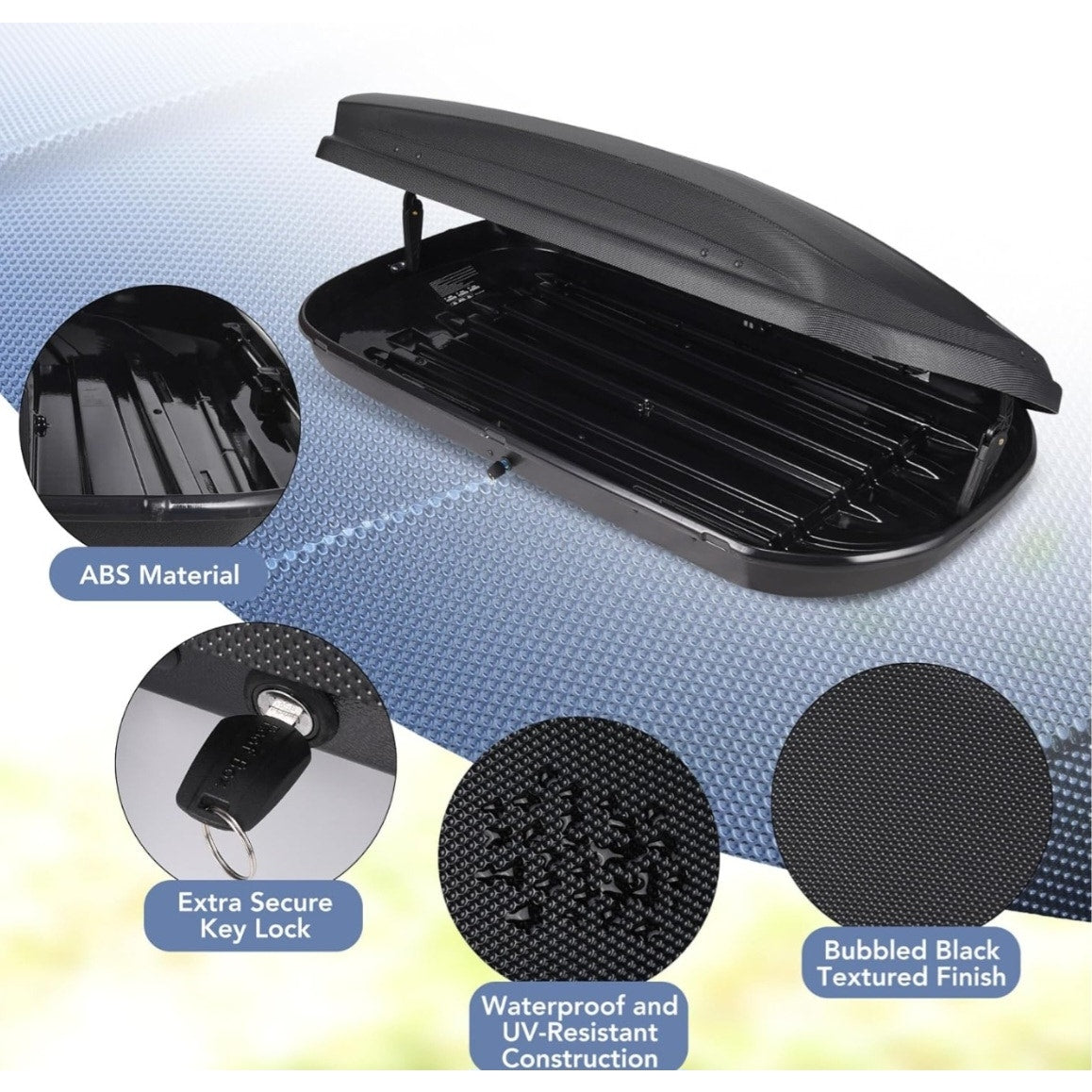 14 Cubic Feet Hard Shell Top Mount Carrier, Rooftop Cargo Box Carrier, Dual-Side Opening, Universal