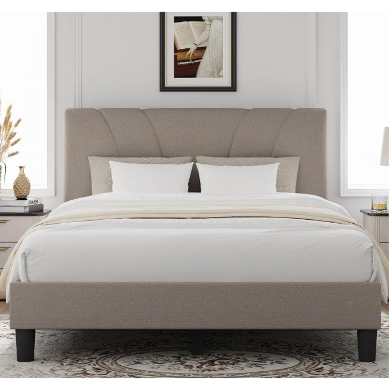Novilla Queen Bed Frame with Headboard, Bed Frame Queen Size with Wood Slats Support