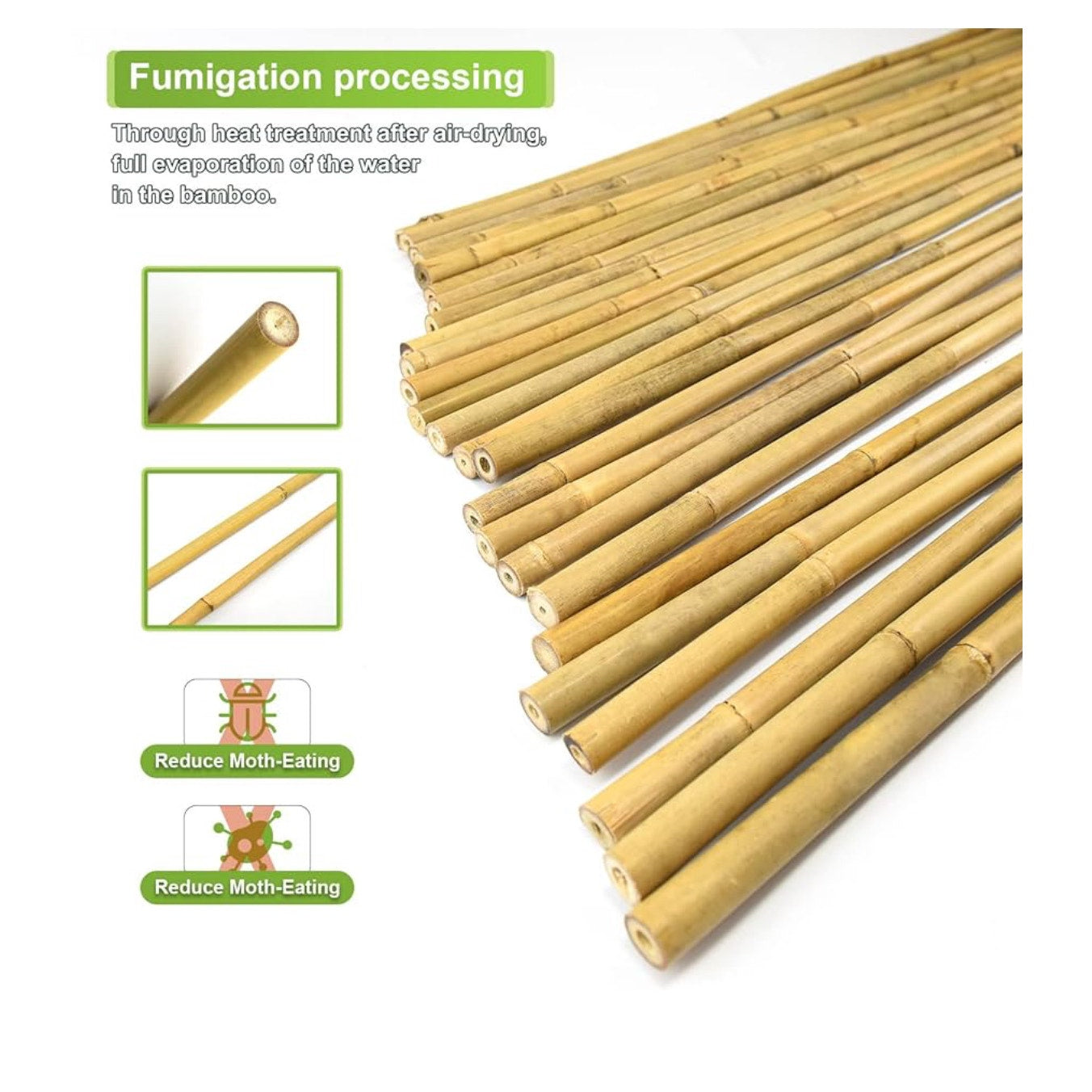 10pcs 1" D Thicker Heavy Duty Bamboo Stakes, 8FT Plant Stakes