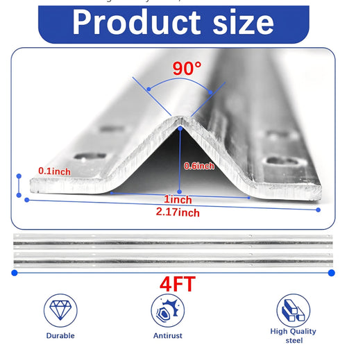 16Ft Heavy Duty Inverted V-Track(4FT×4),for 1" Od V-Groove Rollers for Sliding Gate Systems