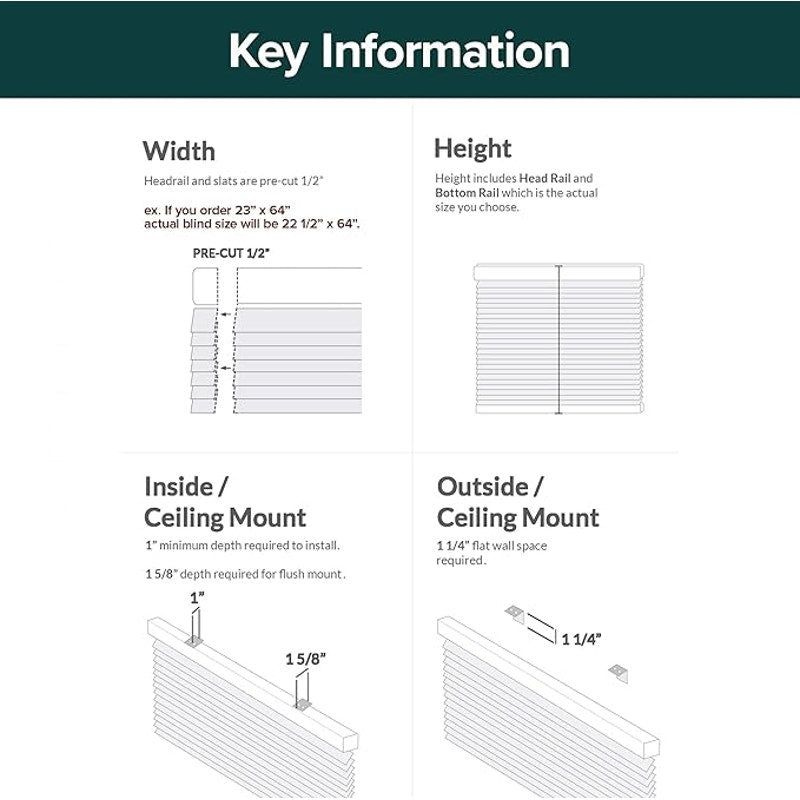 CHICOLOGY Cordless Mini Blinds, 1 Inch Vinyl Window Blinds, Child Safe, Midnight White,60" W x 48"H