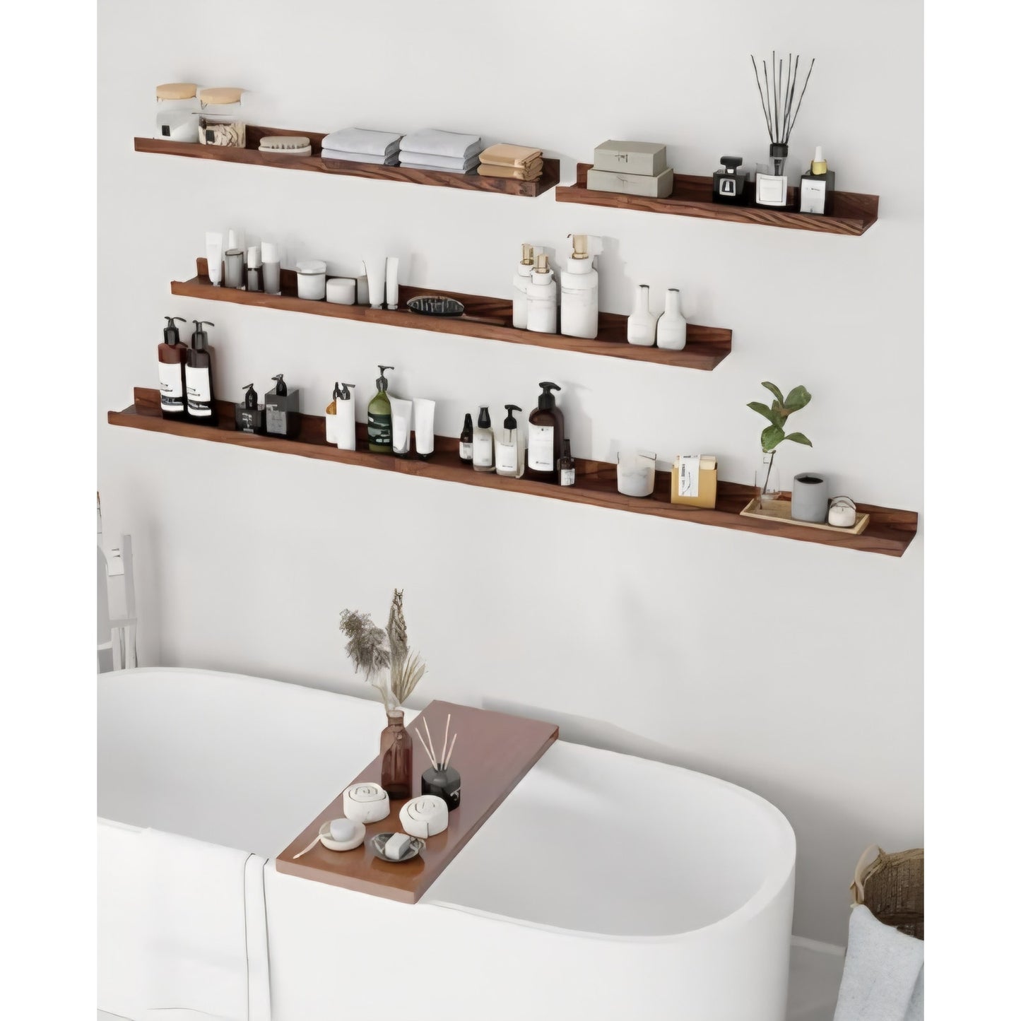 Axeman Oak Picture Ledge Shelf, 72 Inch Floating Shelves Set of 2