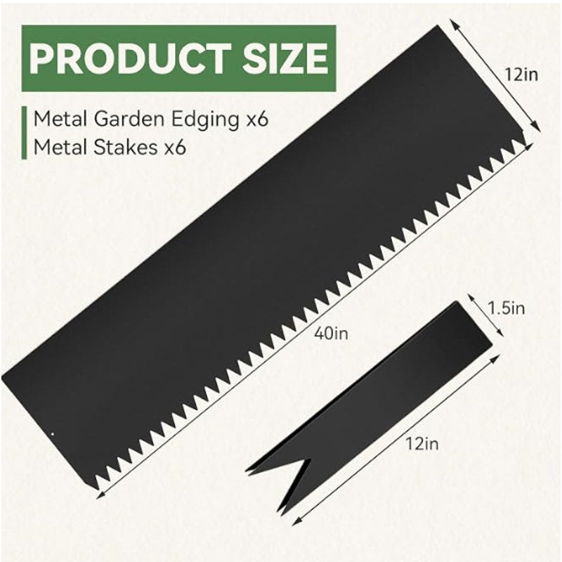 Landscape Edging Kit, 6PCS 40" L x 12.5" H Galvanized Bendable Metal Garden Edging for Lawn Yard