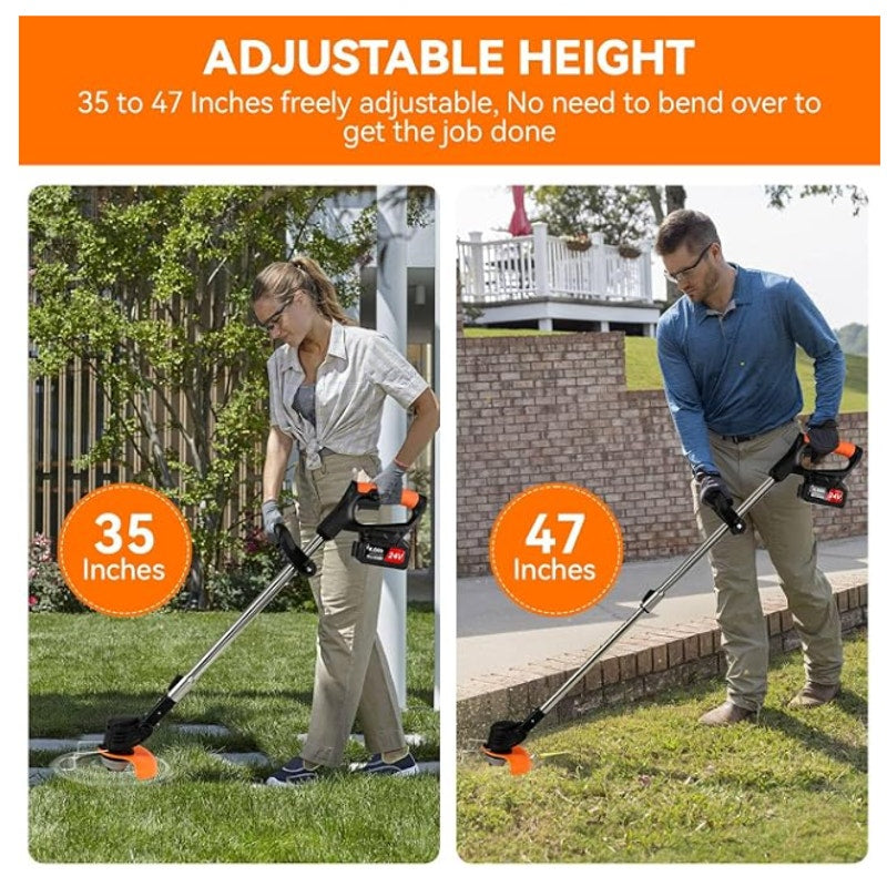 Weed Wacker Cordless,24v Electric Weed Eater Battery Powered, 3 in 1 Lightweight String Trimmer