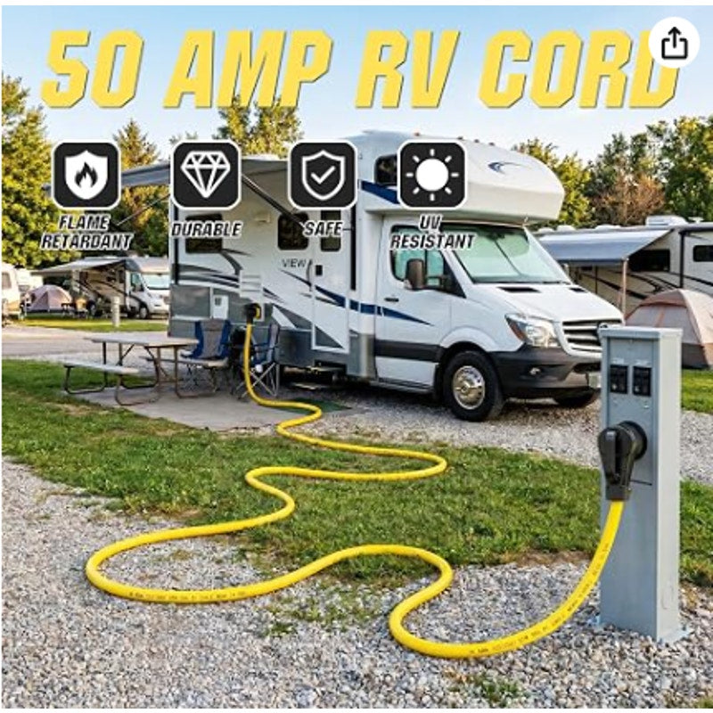 YOMILINK 100 Feet 50 Amp RV/Generator Cord, NEMA 14-50P to SS2-50R Lock 100% Copper Wire