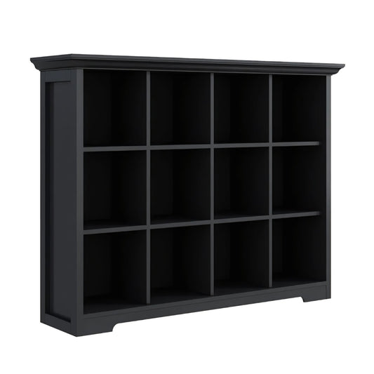Cube Storage Bookcase with Base - Wooden 3 Tiers Floor Standing Open Shelf Cabinet for Home