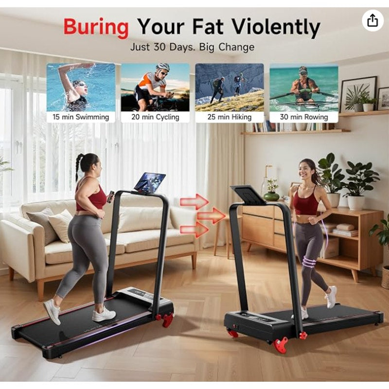 RHYTHM FUN 13% Incline Walking Pad Treadmill with Handles, 6.2MPH, Foldable