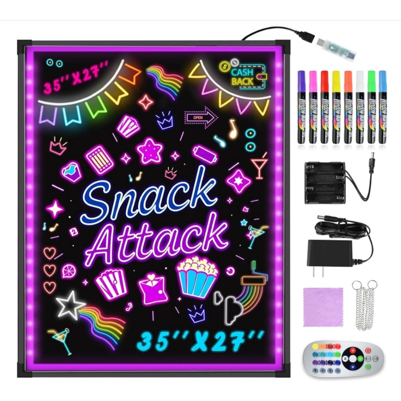 Hosim 35"x27" LED Message Writing Board, Neon Sign for Business & Restaurants, Illuminated ErasablE