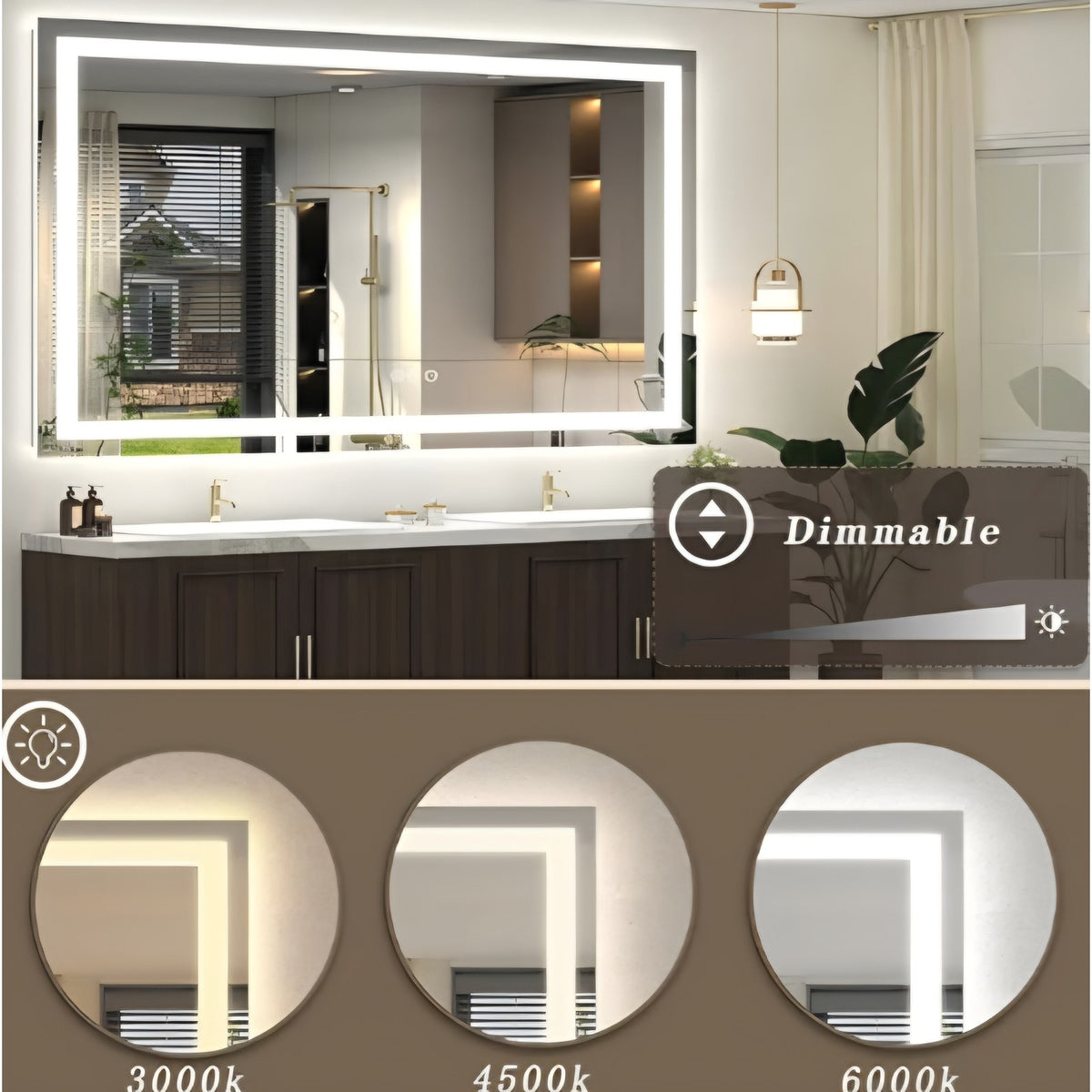 60x 40 Inch Lighted Bathroom Mirror for Wall, LED Illuminated Vanity Mirror with Lights, Dimmable