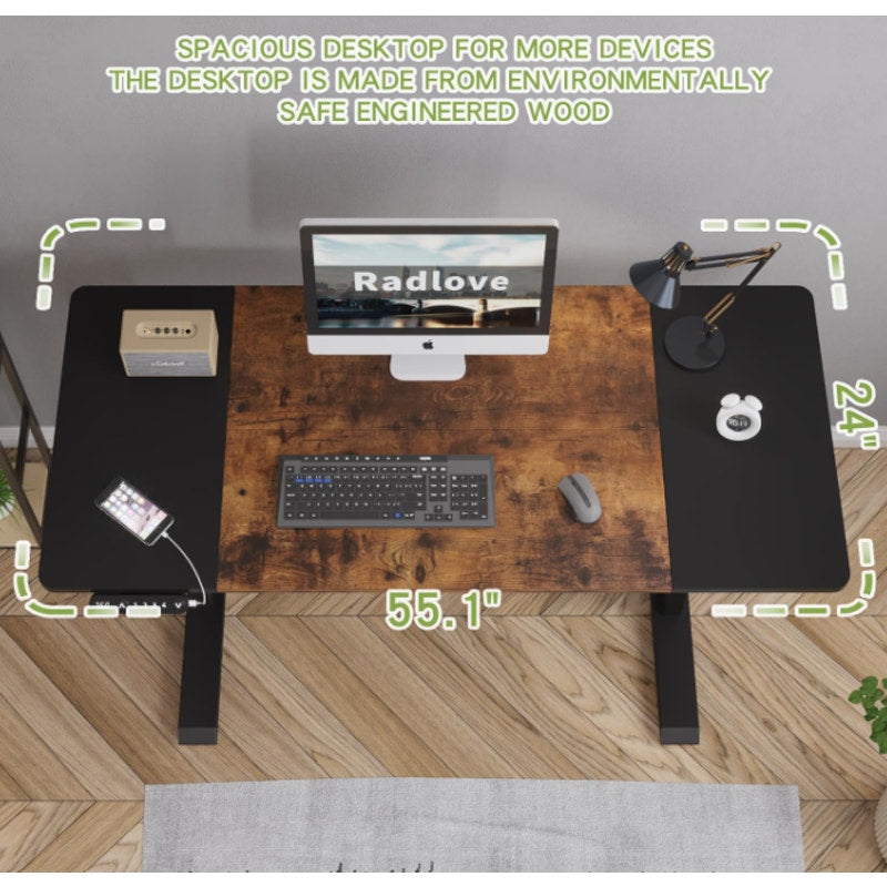 Radlove Electric Height Adjustable Standing Desk, 55 x 24 Inches Sit Stand up Workstation