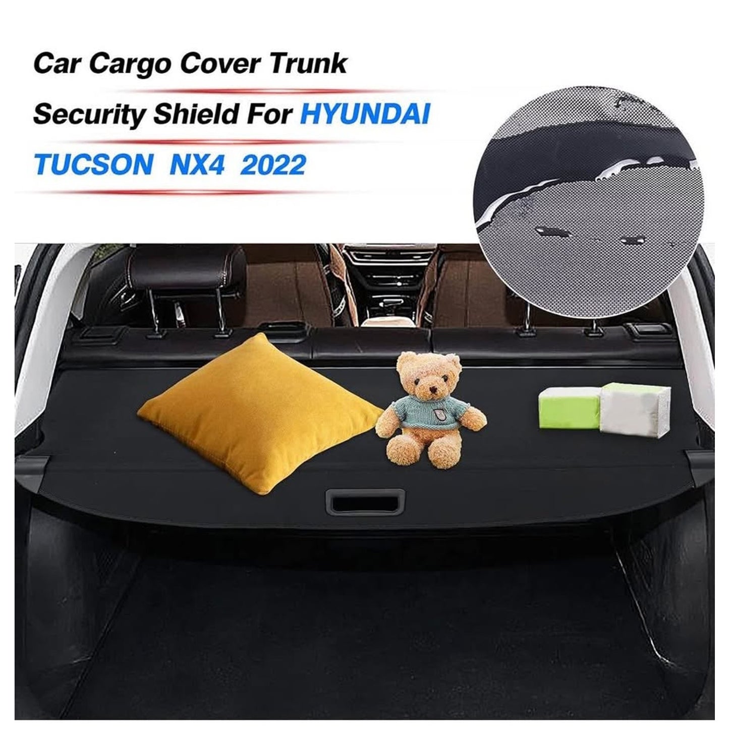 Powerty Cargo Cover for 2022-2024 2025 Hyundai Tucson Accessories Trunk Cover Retractable Trunk Shie
