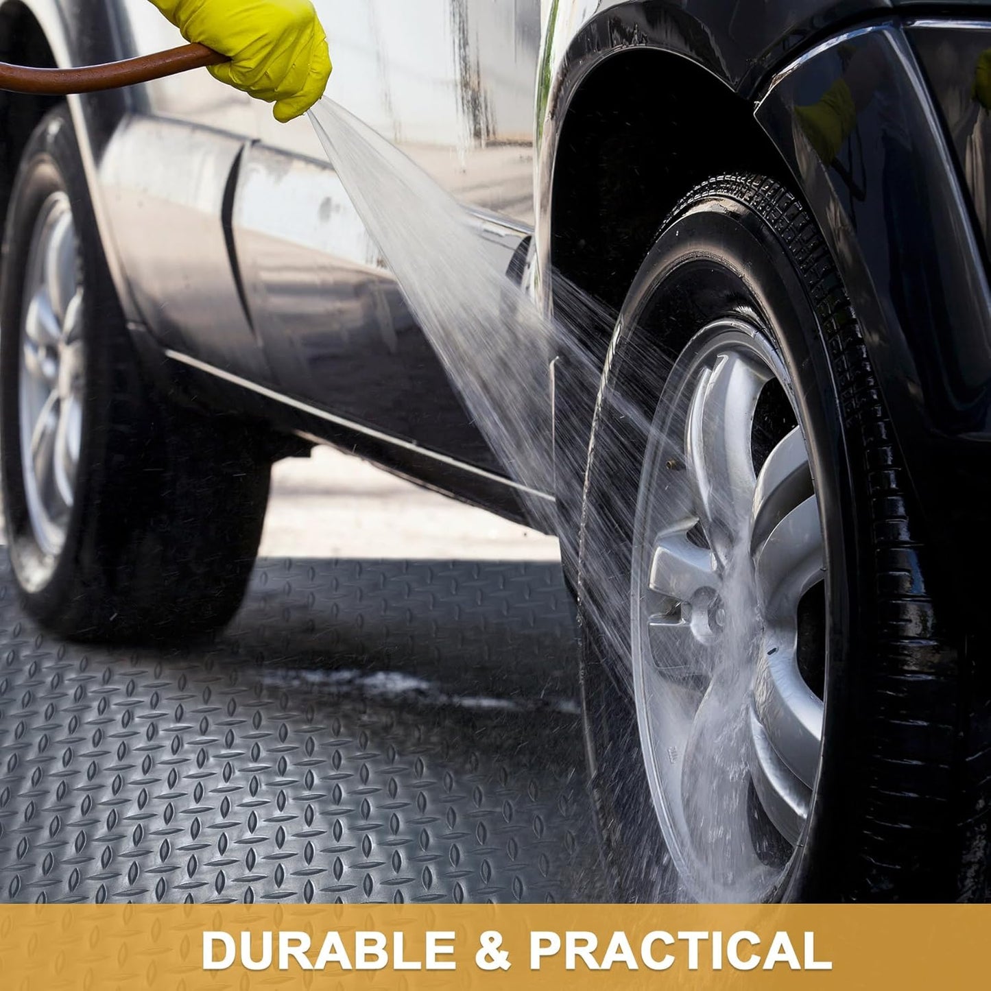 20x8 FT Dark Grey Garage Floor Mat, Heavy-Duty 0.11" Thickened PVC, Non-Slip Protection for Gym,
