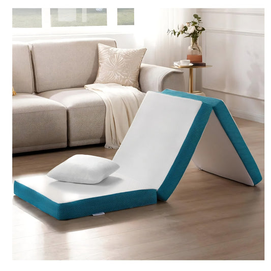SINWEEK Memory Foam Folding Mattress, 4 Inch Foldable Trifold Mattress Topper, CertiPUR-US Certifie