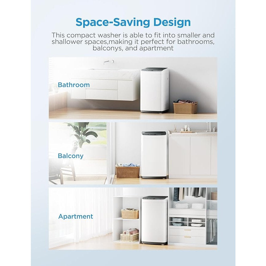 Midea Mobile Waschmaschine, 0,9 cu. ft., 6 Programme, Trommelreinigung, Kurzprogramm, Edelstahltrommel, Weiß
