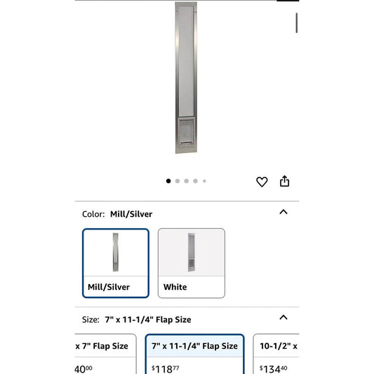 Ideal Pet Products Aluminum Pet Patio Door, Adjustable Height 77-5/8" to 80-3/8", 7" x 11-1/4" Flap