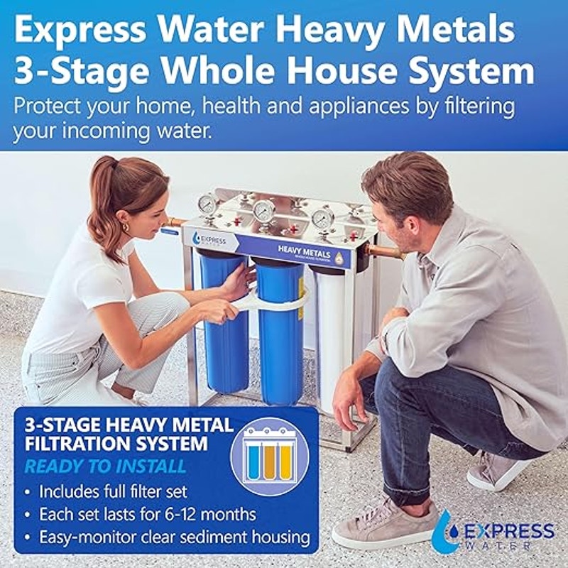 Express Water Whole House Water Filter System, HEAVY METAL, 3 Stg, Targets Lead, Arsenic, Chromium