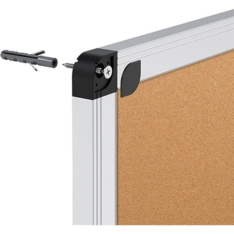 VIZ-PRO Large Cork Bulletin Board, 96 X 48 Inches, Wall-Mounted, Silver Aluminium Frame, 8' X 4'