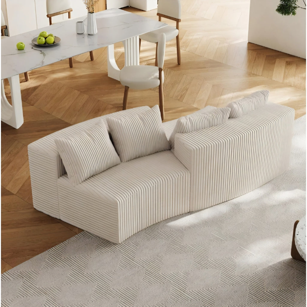 Corduroy Curved Sectional Sofa, 2 Seater Symmetrical Modular Semi Circular Couch