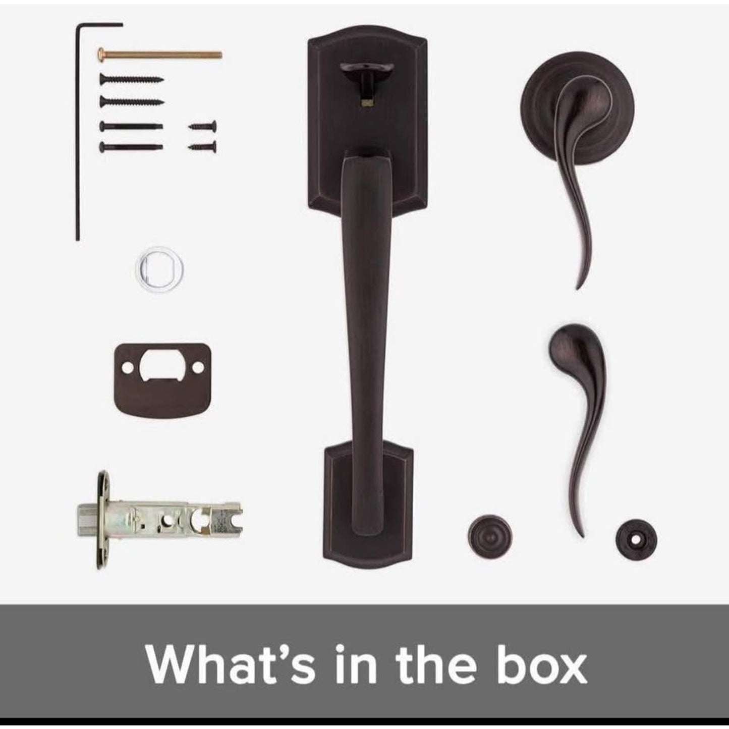 Kwikset Prescott Front Door Handle No Lock, Entry Handleset Exterior with Interior Reversible Handed