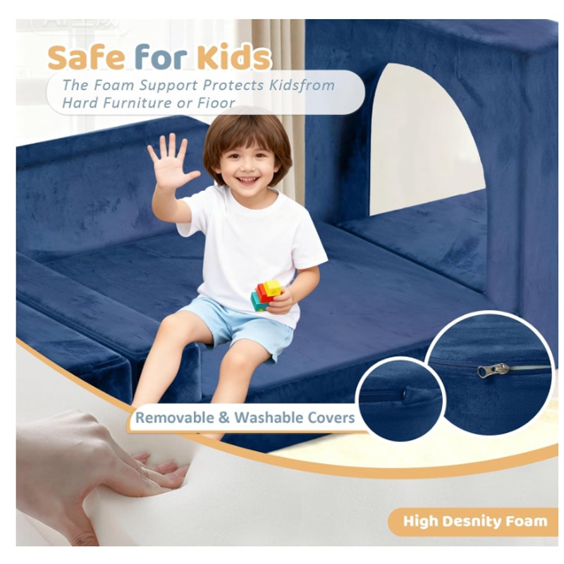 12pcs Modular Kids Play Couch, Convertible Toddler Sectional Sofa CPC Certified, Washable