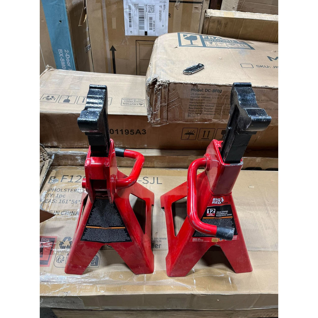 Big RED 12 Ton Jack Stands,18.31"-28.15", Heavy Duty Steel, 1 Pair 18.31-28.15 inch